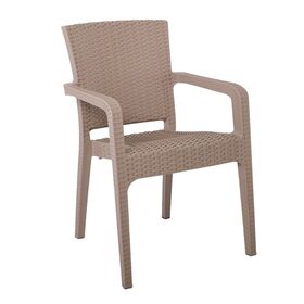 Lora Πολυθρόνα Κήπου Στοιβαζόμενη, pp (Rattan Look) Απόχρωση Cappuccino