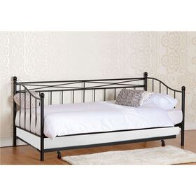 Marin Set: Daybed με Στρώμα 90x190 + Βοηθητικό Κρεβάτι με Στρώμα 85x185 Μέταλλο Μαύρο