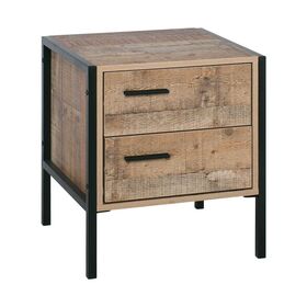 Pallet-w Κομοδίνο με 2 Συρτάρια Μέταλλο Βαφή Μαύρο - Antique oak