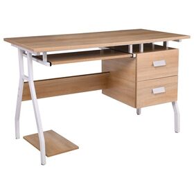 Unit Γραφείο η/υ Μέταλλο Βαφή Άσπρο, Melamine Απόχρωση Sonoma