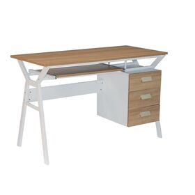 Unit Γραφείο η/υ Μέταλλο Βαφή Άσπρο, Melamine Απόχρωση Sonoma