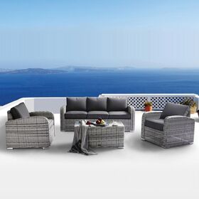 Belmar Living set Σαλόνι Κήπου Alu:3θέσ+2 Πολυθρόνες+τραπέζι Wicker Greywhite, Μαξ.γκρι σκ.
