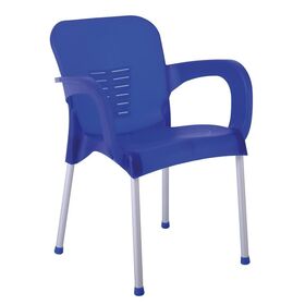 Lara-ii Πολυθρόνα Dining Στοιβαζόμενη, alu Silver, pp Μπλε