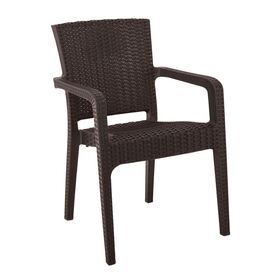 Lora Πολυθρόνα Κήπου Στοιβαζόμενη, pp (Rattan Look) Απόχρωση Καφέ Σκούρο
