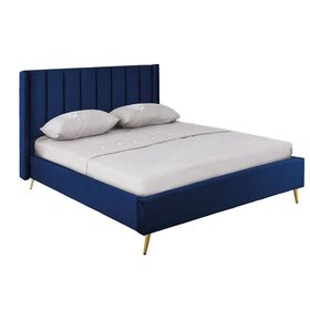Passion  Κρεβάτι Διπλό για Στρώμα 160x200cm, Ύφασμα Velure Απόχρωση Μπλε