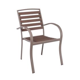 Serrano Πολυθρόνα Κήπου Μέταλλο Βαφή Sand Beige, Polywood Καρυδί, Στοιβαζόμενη