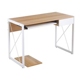 Unit Γραφείο Η/υ, Μέταλλο Βαφή Άσπρο, Melamine Απόχρωση Sonoma