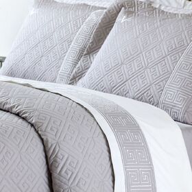 Σετ Σεντονια Υπερδιπλα 240χ270+2 Μαξ/κες- Oxford-Greek key Grey