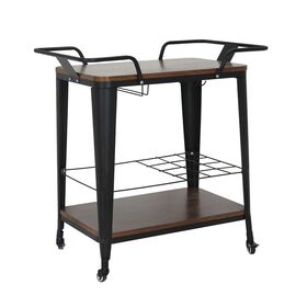 Relix Trolley bar-pro Μέταλλο Βαφή Μαύρο, mdf Απόχρωση Καρυδί