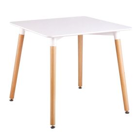 Art Τραπέζι Τραπεζαρίας Άσπρο Mdf, Πόδια Οξιά Φυσικό