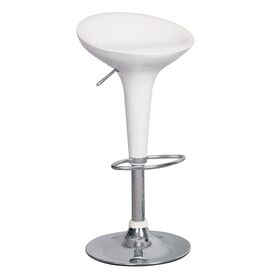 Disco Σκαμπό Bar, Βάση Χρώμιο, abs Άσπρο,ρυθμιζόμενο Ύψος Περιστρεφόμενο