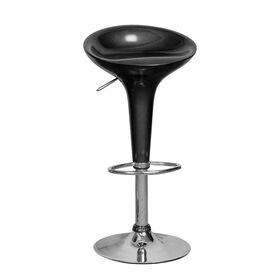Disco Σκαμπό Bar, Βάση Χρώμιο, abs Μαύρο, Ρυθμιζόμενο Ύψος, Περιστρεφόμενο
