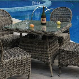 Montana Τραπέζι Dining Κήπου-Βεράντας Alu, Φ5mm Round Wicker Grey Brown