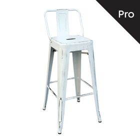 Relix Σκαμπό bar-pro με Πλάτη, Μέταλλο Βαφή Antique White