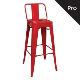 Relix Σκαμπό bar-pro με Πλάτη, Μέταλλο Βαφή Κόκκινο