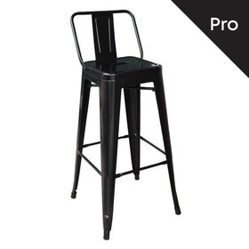 Relix Σκαμπό bar-pro με Πλάτη, Μέταλλο Βαφή Μαύρο