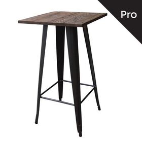 Relix Wood Τραπέζι bar-Pro, Μέταλλο Βαφή Antique Black, Απόχρωση Ξύλου Dark oak