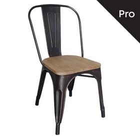 Relix Wood Καρέκλα-Pro, Μέταλλο Βαφή Antique Black, Απόχρωση Ξύλου Natural oak