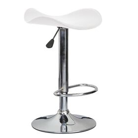 Saddle Σκαμπό Bar, Βάση Χρώμιο, pvc Άσπρο, Ρύθμιση Ύψους, Περιστρεφόμενο