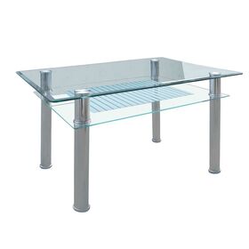 Veron Τραπέζι Τραπεζαρίας Κουζίνας Inox - Γυαλί