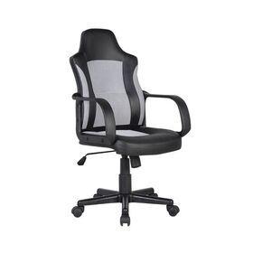 Bf2850 Πολυθρόνα Γραφείου Διευθυντή, Mesh Γκρι, pu Μαύρο