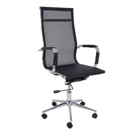 Bf3200 Πολυθρόνα Διευθυντή Μέταλλο Χρώμιο - Mesh Μαύρο