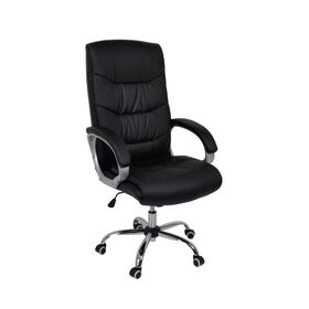 Bf6400 Πολυθρόνα Διευθυντή Μέταλλο Χρώμιο, pu Μαύρο
