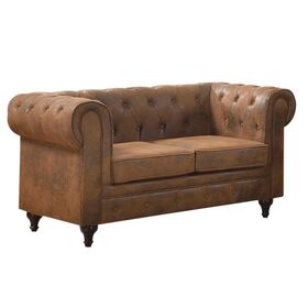 Chesterfield York Kαναπές 2θέσιος Σαλονιού - Καθιστικού, Ύφασμα Απόχρωση Καφέ Camel