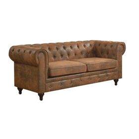 Chesterfield York Kαναπές 3θέσιος Σαλονιού - Καθιστικού, Ύφασμα Απόχρωση Καφέ Camel