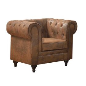 Chesterfield York Πολυθρόνα Σαλονιού - Καθιστικού, Ύφασμα Απόχρωση Καφέ Camel