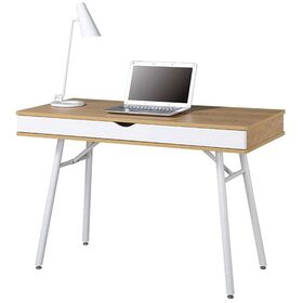 Γραφειο η/υ Μέταλλο Βαφή Άσπρο, Melamine Beech