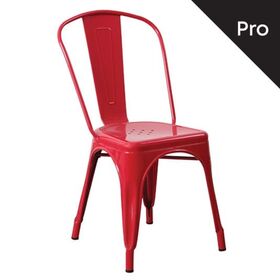Relix Καρέκλα-Pro, Στοιβαζόμενη, Μέταλλο Βαφή Κόκκινο