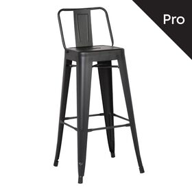 Relix Σκαμπό bar-pro με Πλάτη, Μέταλλο Βαφή Μαύρο Matte