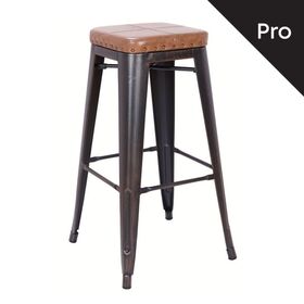 Relix Σκαμπό bar-Pro, Στοιβαζόμενο, Μέταλλο Βαφή Antique Black, pu Camel