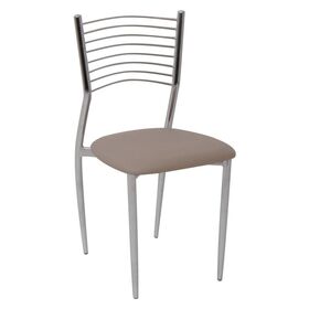 Vivian Καρέκλα Μέταλλο Χρώμιο, pvc Cappuccino