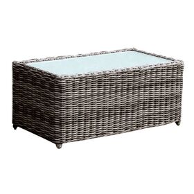 Arizona Τραπεζάκι Σαλονιού Κήπου Alu, Wicker Grey Brown, Γυαλί Tempered 5mm