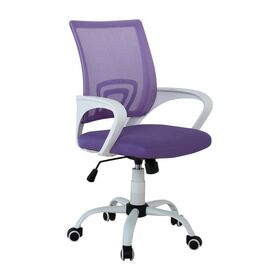Bf2101-s Πολυθρόνα-pro Γραφείου με Ανάκλιση, Βάση Μέταλλο Βαφή Άσπρο, μωβ Mesh