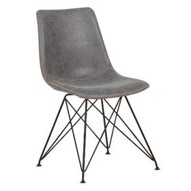 Panton Καρέκλα Μέταλλο Βαφή Μαύρη, pu Vintage Grey
