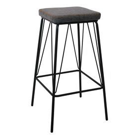 Panton Σκαμπό Bar, Μέταλλο Βαφή Μαύρο, pu Απόχρωση Vintage Grey
