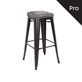Relix Σκαμπό bar-Pro, Στοιβαζόμενο, Μέταλλο Βαφή Μαύρο Matte, pu Σκούρο Γκρι