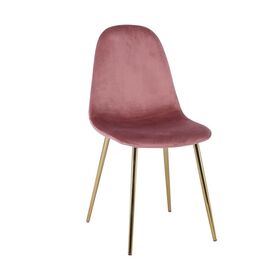 Celina Καρέκλα Χρώμιο Χρυσό, Velure Antique Pink