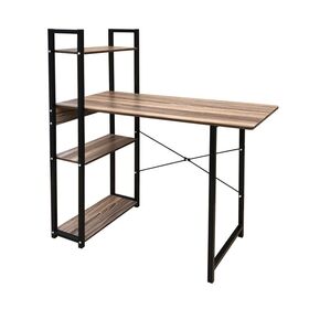 Γραφειο η/υ 4 Ράφια Μέταλλο Βαφή Μαύρο - Melamine Απόχρωση Καρυδί