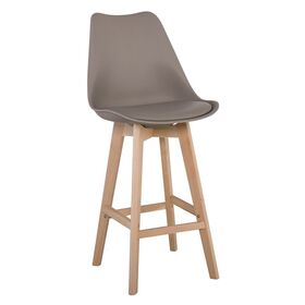 Martin Σκαμπό bar Οξιά Φυσικό, Κάθισμα Η.67cm, pp-pu Sand Beige, Μονταρισμένη Ταπετσαρία