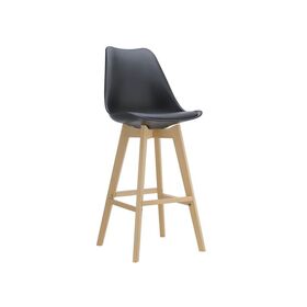 Martin Σκαμπό bar Οξιά Φυσικό, Κάθισμα Η.67cm, pp-pu Μαύρο, Μονταρισμένη Ταπετσαρία