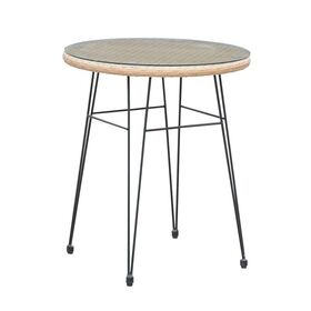 Salsa Τραπέζι H.70cm Μέταλλο Βαφή Μαύρο, Wicker Φυσικό