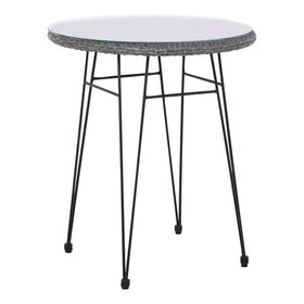 Salsa Τραπέζι H.70cm Μέταλλο Βαφή Μαύρο, Wicker Γκρι