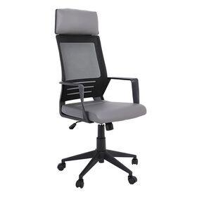 Bf2500 Πολυθρόνα Γραφείου Διευθυντή Mesh Μαύρο - pu Γκρι