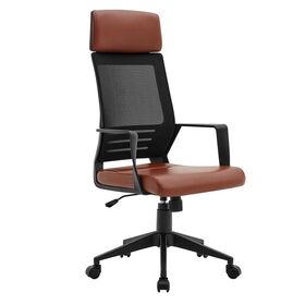 Bf2500 Πολυθρόνα Γραφείου Διευθυντή Mesh Μαύρο - pu Καφέ