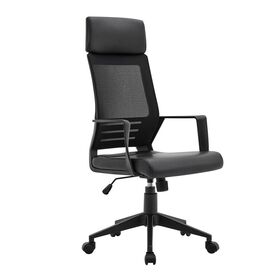 Bf2500 Πολυθρόνα Γραφείου Διευθυντή Mesh Μαύρο - pu Μαύρο