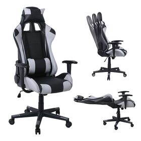 Bf8000 Gaming Πολυθρόνα Γραφείου, Ανάκλιση Πλάτης έως 90°, pvc Μαύρο - Γκρι